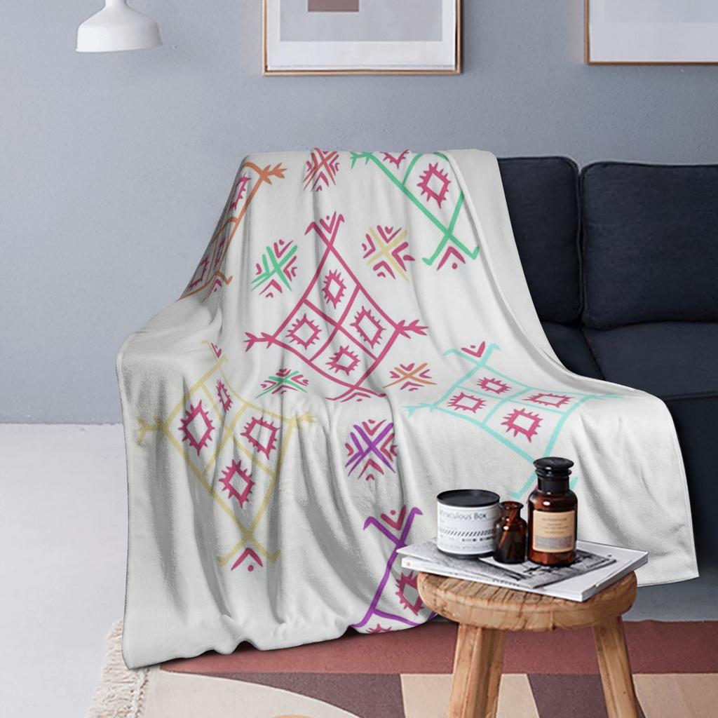 Kabylisch-Amazigh Motiv Geometrie Berberdecke Weiche Warme Flanell Überwurfdecke Bettwäsche für Bett Wohnzimmer Picknick Reise Zuhause Sofa