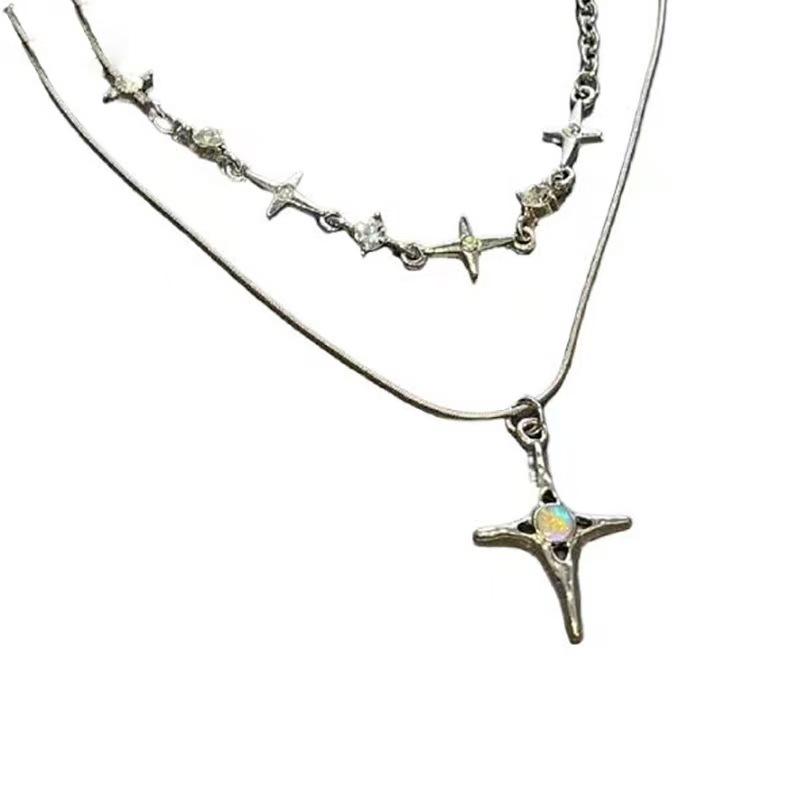 

Double-layer stacked mango star necklace summer new niche versatile fashion neck chain popular high-end sense necklace accessories