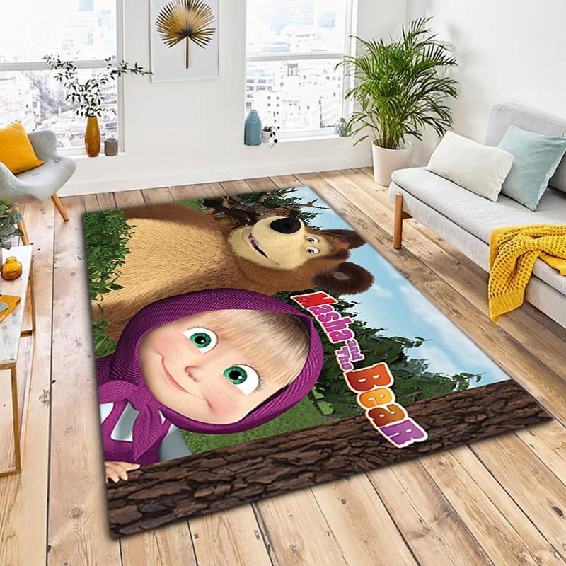 Russian animation Masha and the Bear Fairy Tale Cartoon Carpet Soft Home Living Room Bedroom Door Mat Outdoor Picnic Ground Mat rug T6