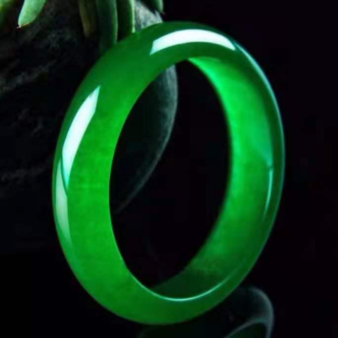 Imperial Green Burmese Jadeite Bracelet – Full Green, Ethnic Style, High-Grade Ice-Waxy Texture Gift.