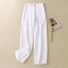 2025 Spring New Solid Color High Waist Cotton and Linen Casual Trousers Women's Fashion Loose Drape High Waist Straight Pants