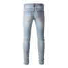 Street Denim Freizeithose Micro-Stretch Baumwolle Jugend Blaue Löcher Enge Jeans Herrenmode Hose