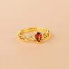 Crown Vintage Ruby Ring For Women Unique Adjustable Open Design Fashionable Statement Jewelry