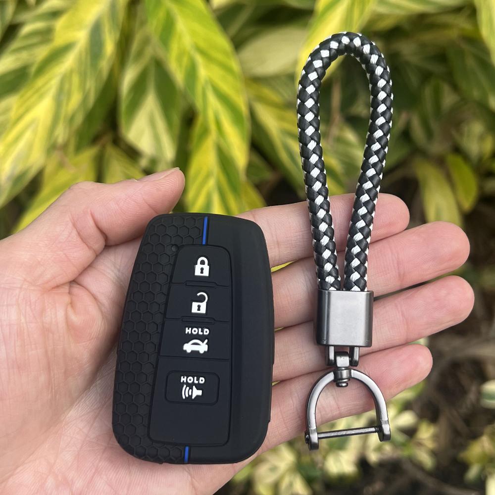 Silicone Car Key Case Holder Shell Soft Remote Cover Protector for Toyota Rav4 Corolla Camry Avalon Accessories Keychain Bag Set