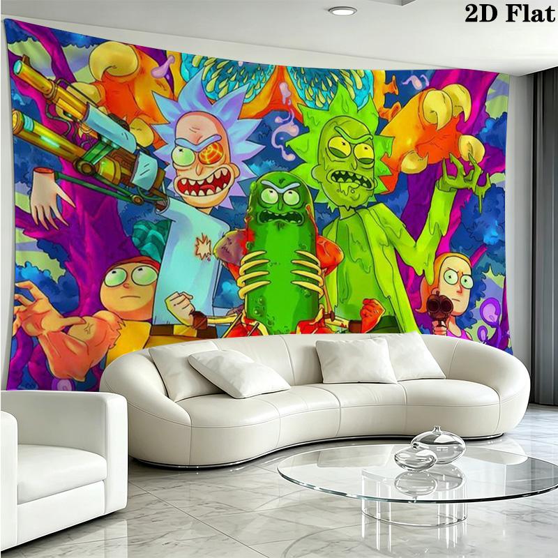 Rick y morty Wall Tapestry Aesthetic Wall Hanging Printed Fabric Blanket Decorative Tapestries for Bedroom Living Room Home Decor