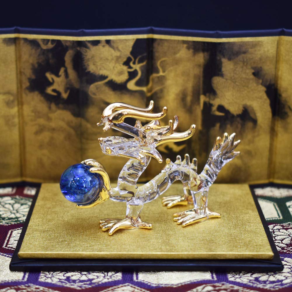 Fourcart Handmade Glass Feng Shui Good Luck At Work Dragon, 2-inch Dragon, Set of 3
