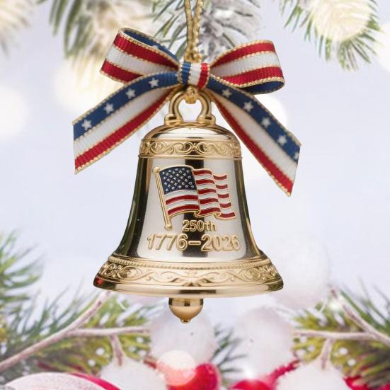 United States 250th Anniversary Bell Ornament Commemorative Patriotic Christmas Tree Hanging Bell Decoration Holiday Party Pendant