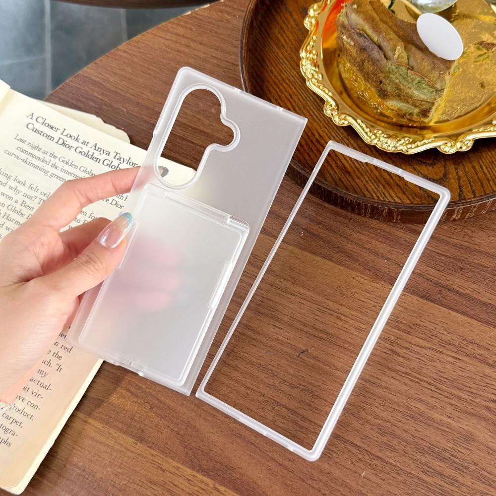 

Matte Card Slot Stand Transparent Case for Samsung Galaxy Z Fold 7 6 5 zfold7 Wallet Card Holder Bracket Hard Shockproof Cover Galaxy Z Fold5