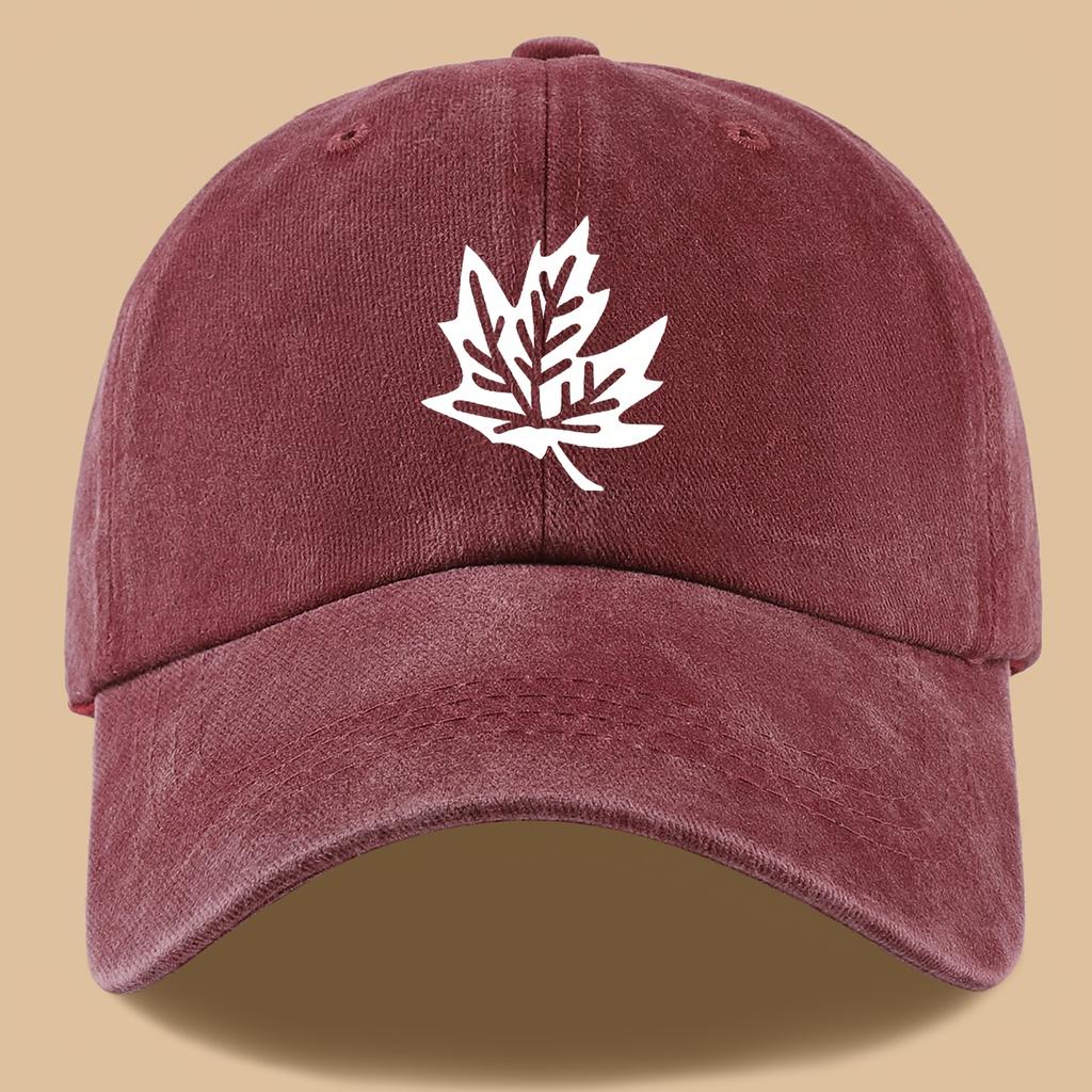 Maple Leaf Print Retro Trucker Cap Breathable Adjustable Baseball Cap Unisex Sun Hat