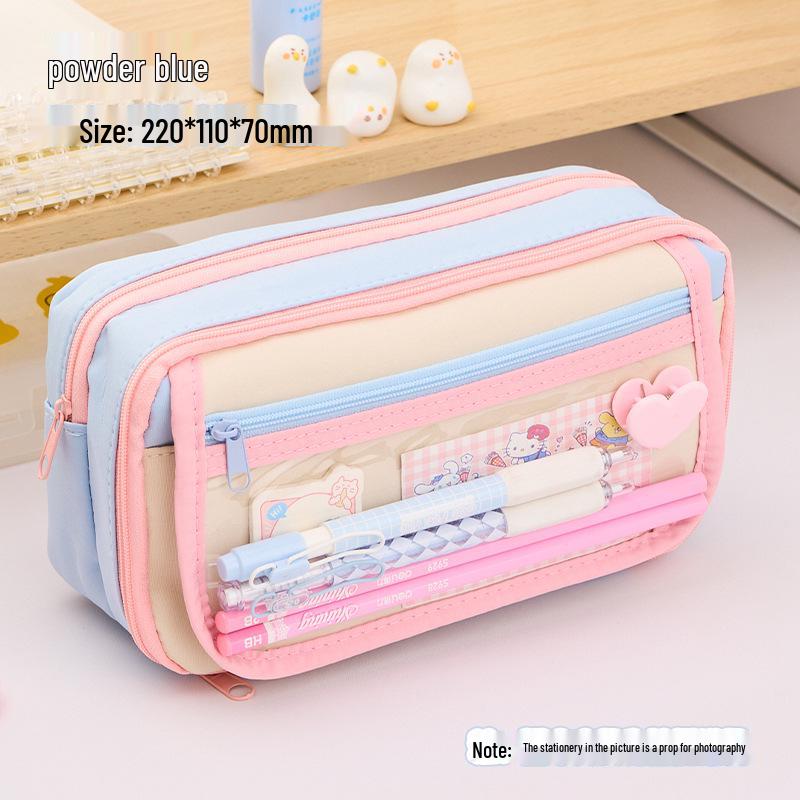 Dopamine Clear Flap Ita Pencil Case: Large Capacity, Multi-Layer Student Stationery Box