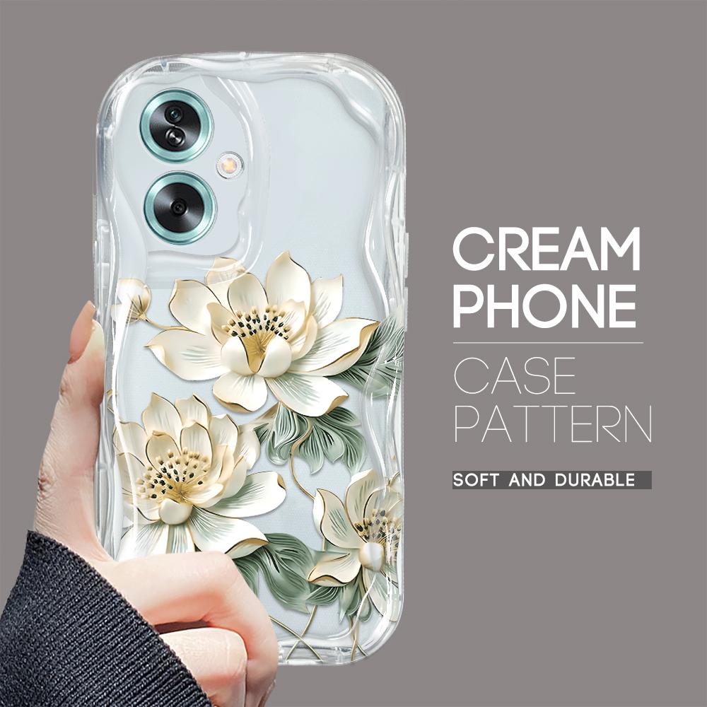 

Милый мультяшный узор, кремовая текстура, мягкий силиконовый чехол с волнистыми краями, чехол для телефона для OPPO Reno Realme Realme 12 5G прозрачный