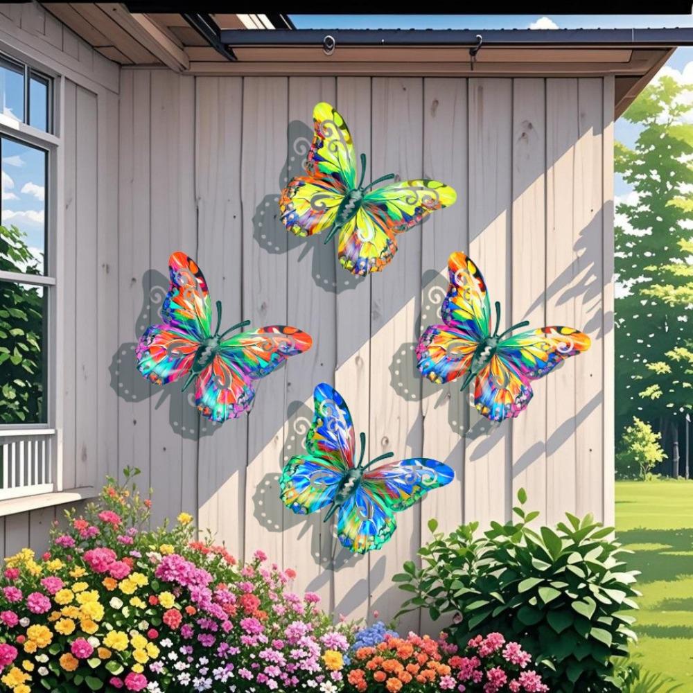 Colorful Butterfly Metal Wall Decor, Elegant Butterfly Wall Sculpture, Suitable for Garden, Balcony, Patio, Outdoor Fence De