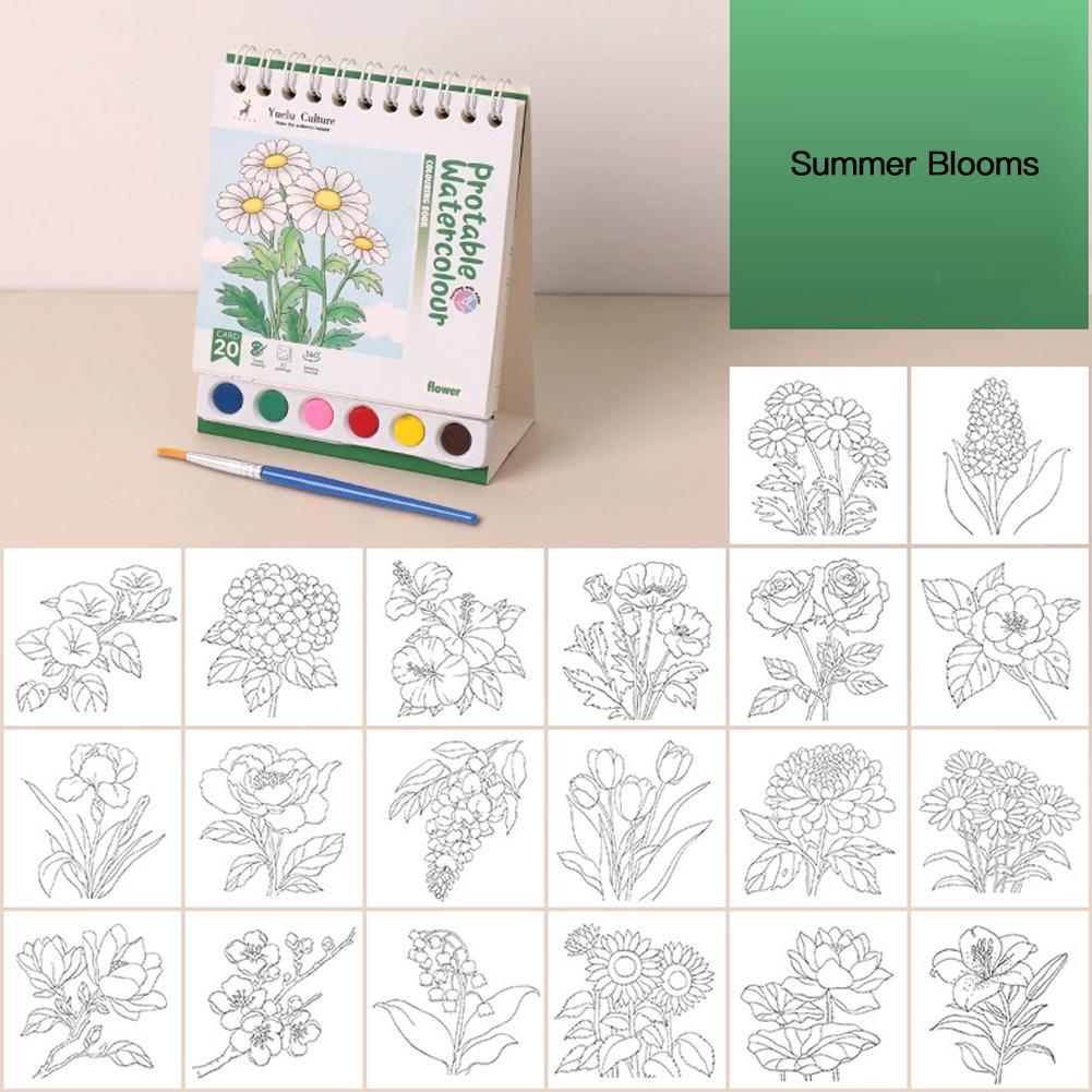 20 Sheet Sketchbook Drawing Picture Book Painting Brush Set Gouache Painting for Students Kids DIY Coloring Book Art Kit