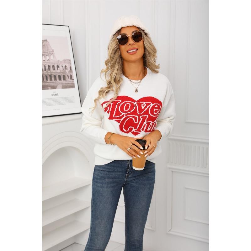 New Autumn and Winter Fashion Heart-shaped Sweaters, Loose and Versatile Valentine's Day Knitted Pullover Sweaters