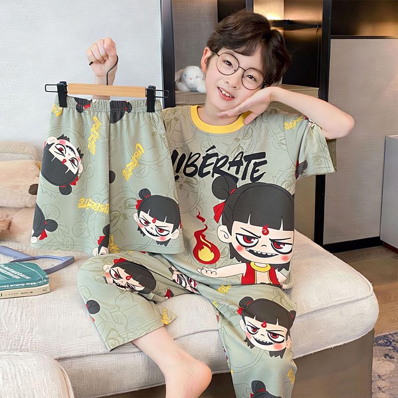 Slim Fit Summer Pajama Set for Boys - Lightweight, Casual Short Sleeve