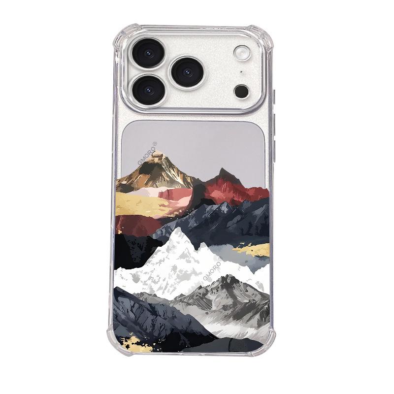 Processing and production of Nordic ins Fengxueshan transparent iPhone11promax mobile phone case all-inclusive anti-drop TPU soft case