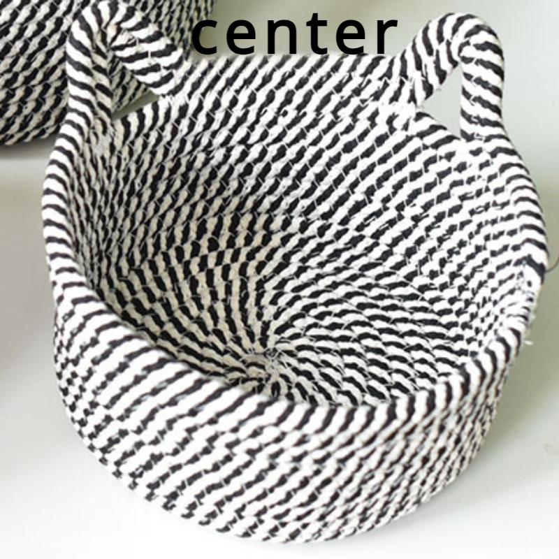 Desktop Storage Sets Cat Ear Organizer Cosmetic Snacks Sundry Keys Woven Storage Basket