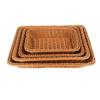 Handwoven Rattan Wicker Basket 22/30/35cm Fruit Tea Snack Bread Storage Tray Picnic Cosmetic Storage Box Kitchen Household Tool