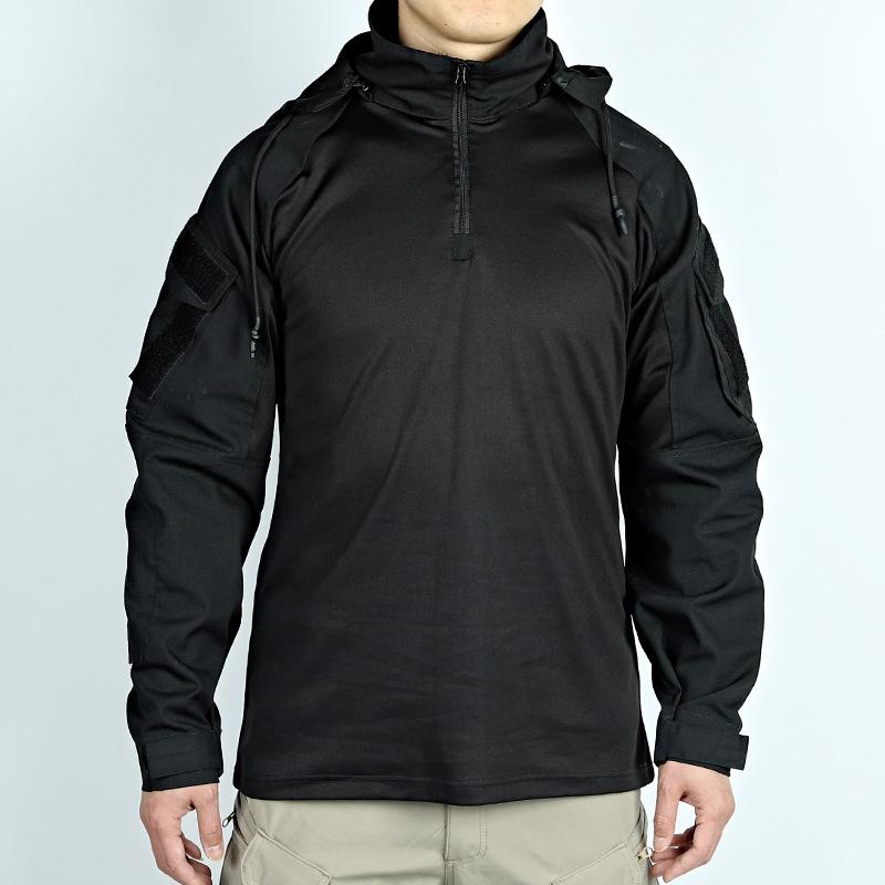 Tactical Combat Shirts Men Long Sleeve Breathable T-shirt Camo Hooded Quick-dry CS Paintball T-Shirt Tops Wear-resisting