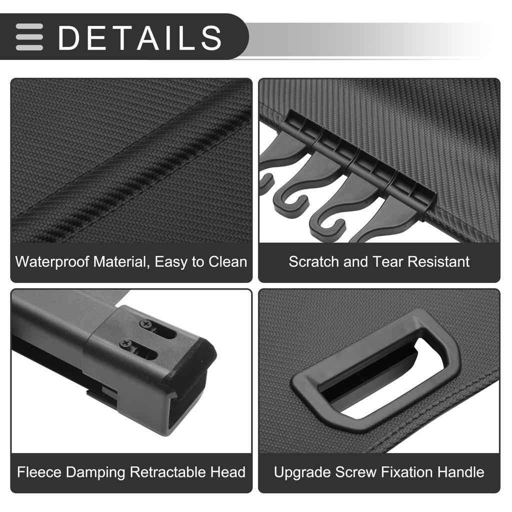 Motoforti Rear Trunk Parcel Shelf Cargo Security Shield with Black Canvas and Carbon Fiber Finish for Honda CRV 2017-2022