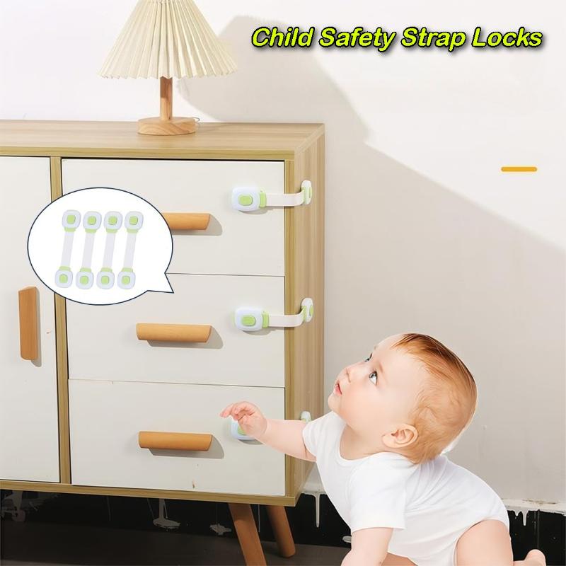 Child Safety Strap Locks, Baby Locks for Cabinets and Drawers, Toilet, Fridge & More, Freezer Latch To Keep Door Closed