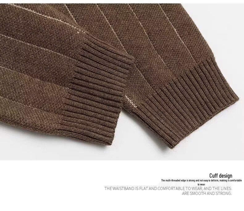 Unisex Retro V-Neck Maillard Stripe Cardigan Sweater for Kids