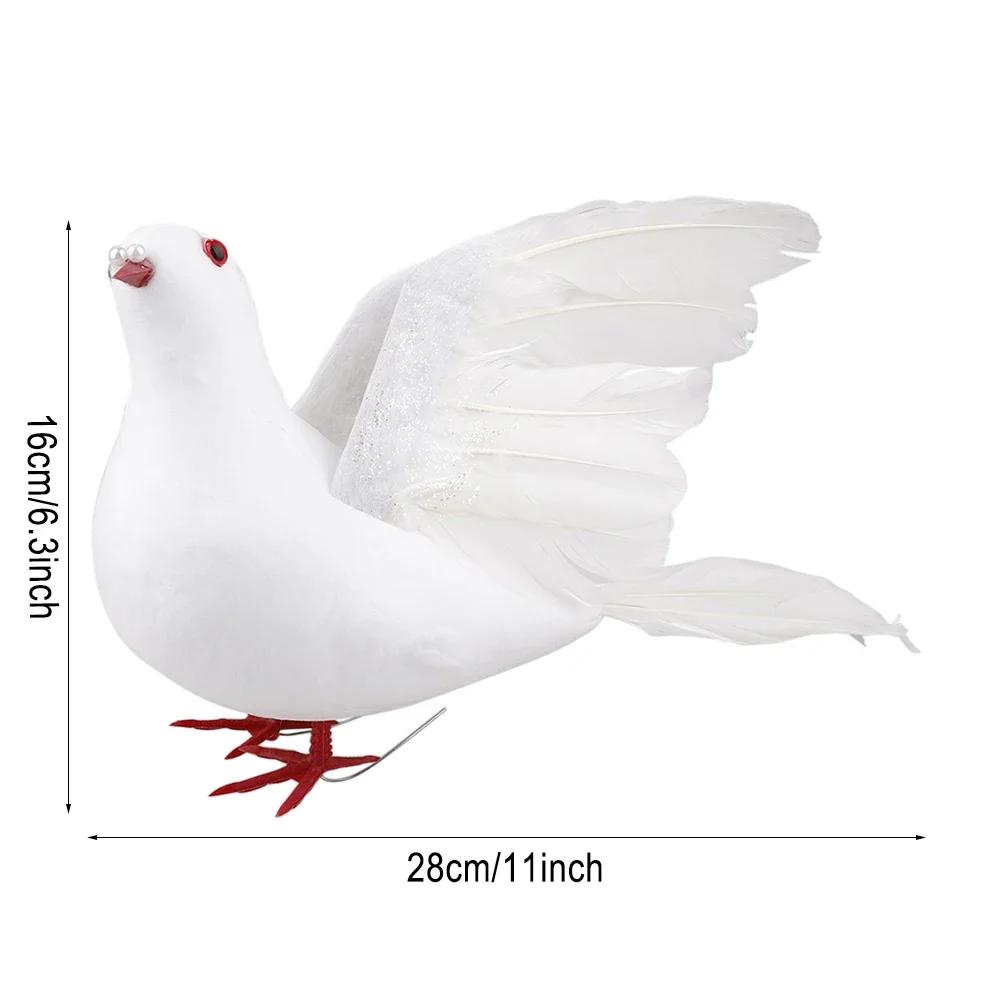 

Simulation White Foam Doves Lifelike Artificial Feathered Mini Birds with Metal Clip for Christmas Tree Wreath Wedding Ornament білий