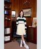 Mondiag [Mondiac X E.Enough] Women'S Merino Wool Round Collar Knit (Green & White Stripe)