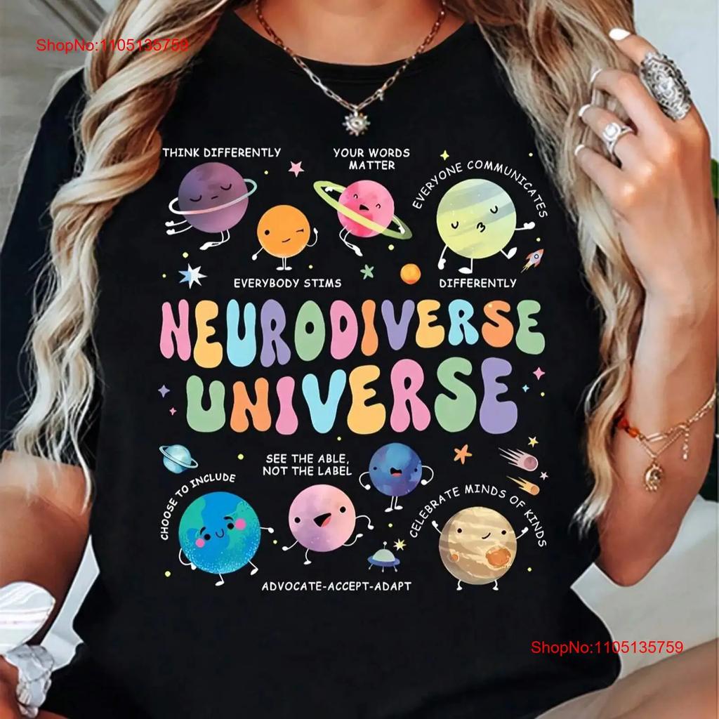 Cotton Universe Planet Teacher T Shirt Neurodiversity Print Vintage Washed Soft Versatile Designer Clothes Slightly