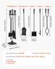 Kaminbesteck-Set, 5-teiliges Kaminwerkzeug-Set mit Halterung und Fünfzinkenständer, Zange, Schaufel, Bürste, Kamin-Schürhaken, Schmiedeeiserner Kamin