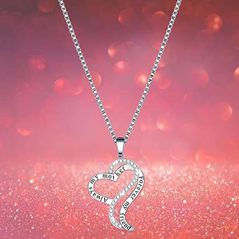 Heart-Shaped Lettering Necklace, Double-Hearted Mother'S Birthday Gift, Style