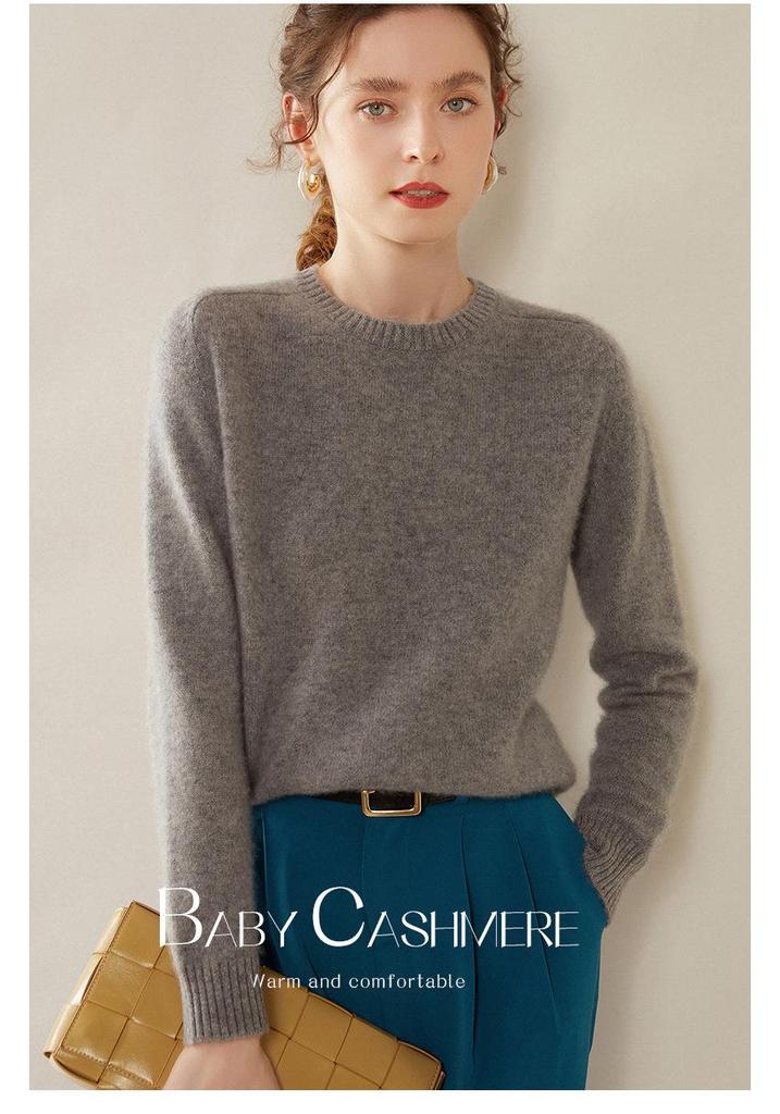 2024 Autumn/Winter Women's Cashmere Round Neck Saddle Shoulder Sweater - Versatile, Thick, Loose Knit Base Layer, Relaxed Fit.