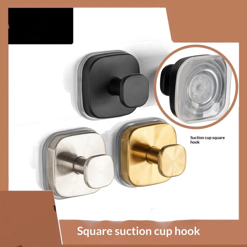 2Pcs Square Strong Suction Cup Hooks Stainless Steel Wall Hook No-Drill Towel Holders For Kitchen Bathroom Hanging Hangers
