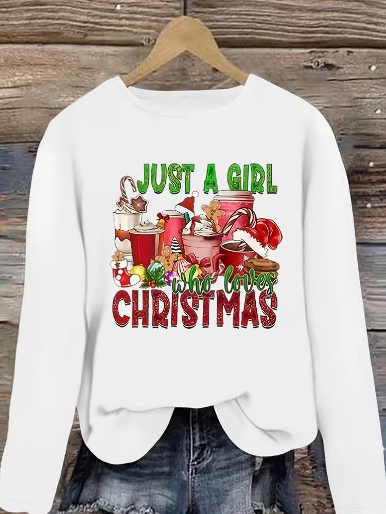 (Asian Size) Clothing T Shirt Graphic Tee Women faith peace Merry Christmas new year Print Casual Fashion Top o-neck Long Sleeve T-shirts