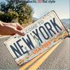 D Flat pz pezzi Vintage Targhetta Metallica da Parete New York Segno Retrò NYC per Decorazione Grotta Stile Country Adatta per Case