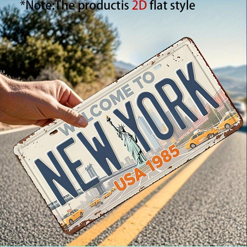 D Flat pz pezzi Vintage Targhetta Metallica da Parete New York Segno Retrò NYC per Decorazione Grotta Stile Country Adatta per Case