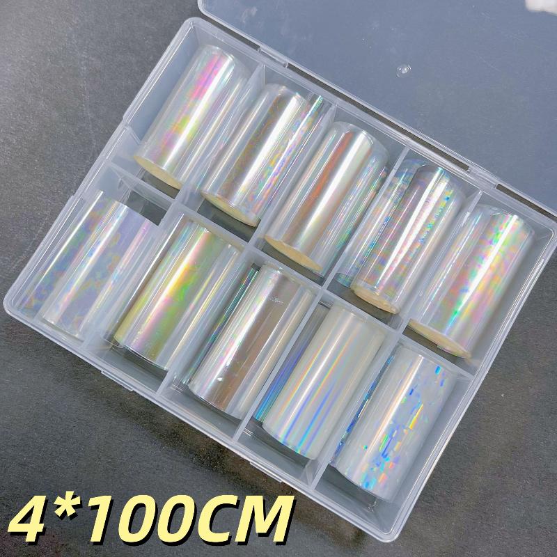 1 Set 10 Patterns Nail Foil Transfer Paper Metal Stickers For Professional DIY Nail Art Salon Home Decor