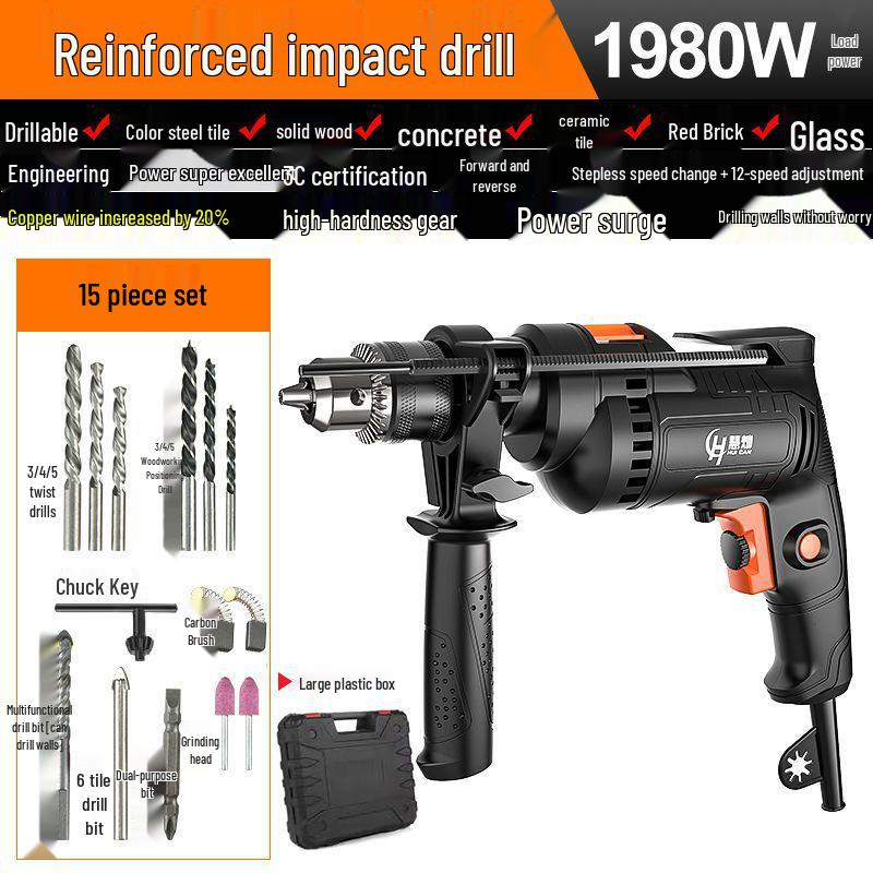 Multi-Functional Electric Impact Drill Set for Wall and Household Use