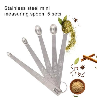 5PCS/SET Measuring Spoon Stainless Steel Kitchen Cooking Spoons With Long Handle Baking Measure Tools For Bakery Restaurant