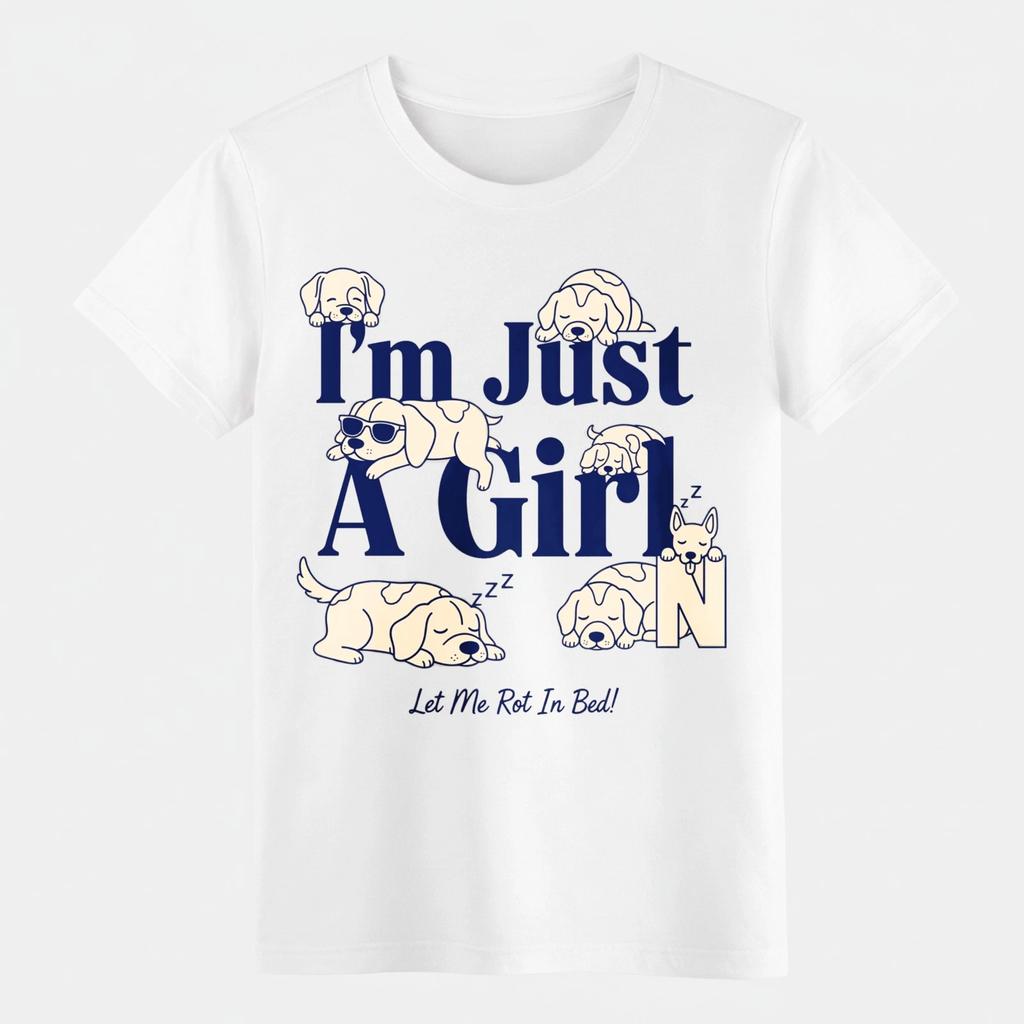I'm Just A Girl Who Loves Napping Funny Dog T-Shirt Cozy Introvert Dog Lover Tee