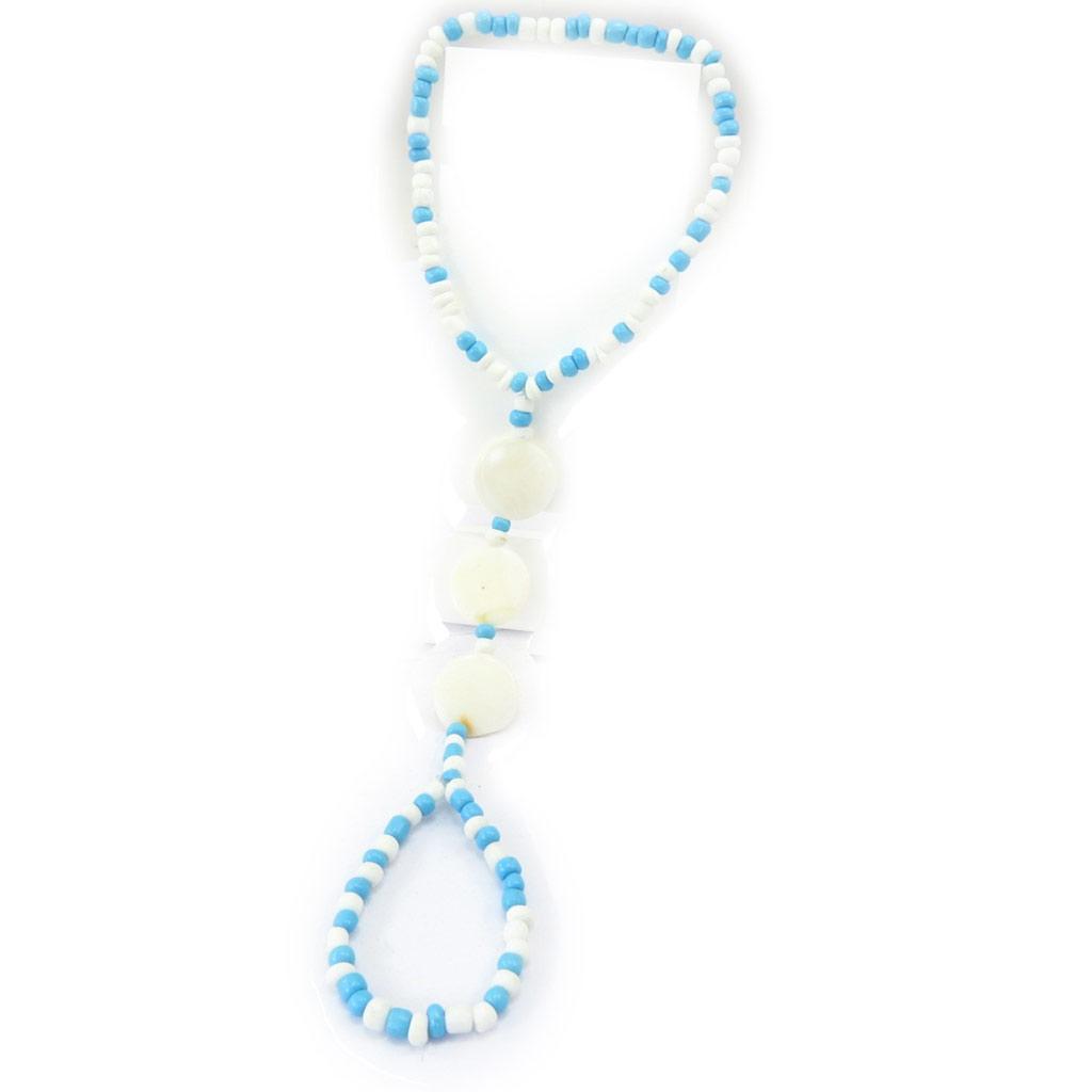 Les Trésors De Lily [K3172] - Chaine Cheville 'Kilimanjaro' blanc turquoise