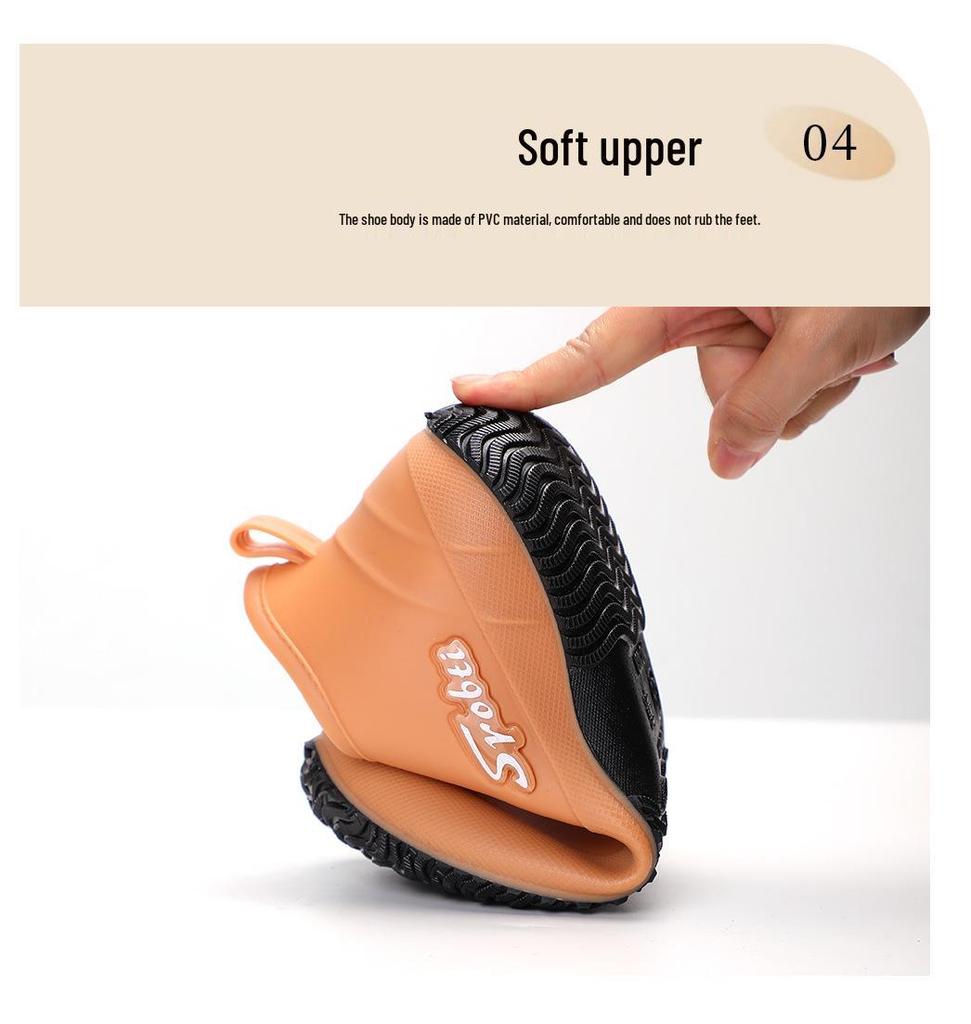 Women's Korean Style Non-slip Cotton Rain Boots - Short, Waterproof, Low-top, Fashionable with Thick Sole