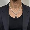 Cross Pendant Necklace with Faux Pearls - Hip Hop High Street Style, Simple and Versatile Men's Fashion Accessory