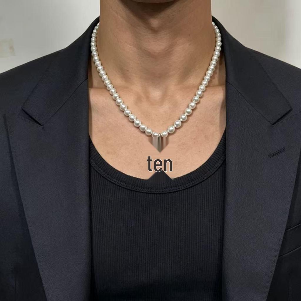 Cross Pendant Necklace with Faux Pearls - Hip Hop High Street Style, Simple and Versatile Men's Fashion Accessory