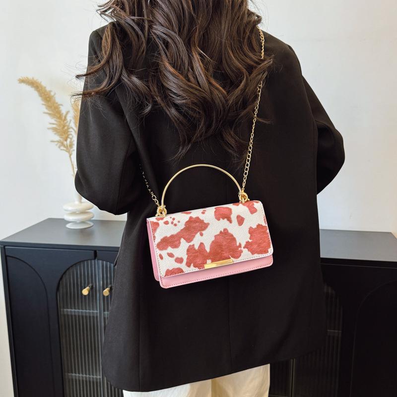 Women's Cow Print Shoulder Bag  Trend All-match Shoulder Bag Chain Handbag Female Fashion Texture Mobile Phone Bag