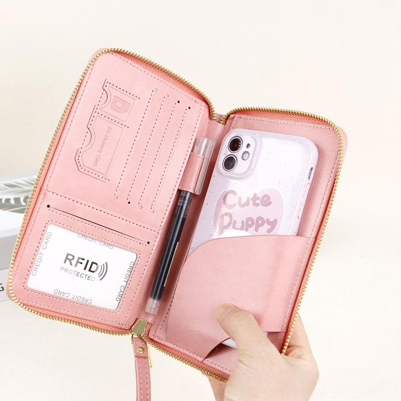 RFID Long Passport Folder Ticket Storage ID Bag Multifunctional Travel Zipper Passport Bag
