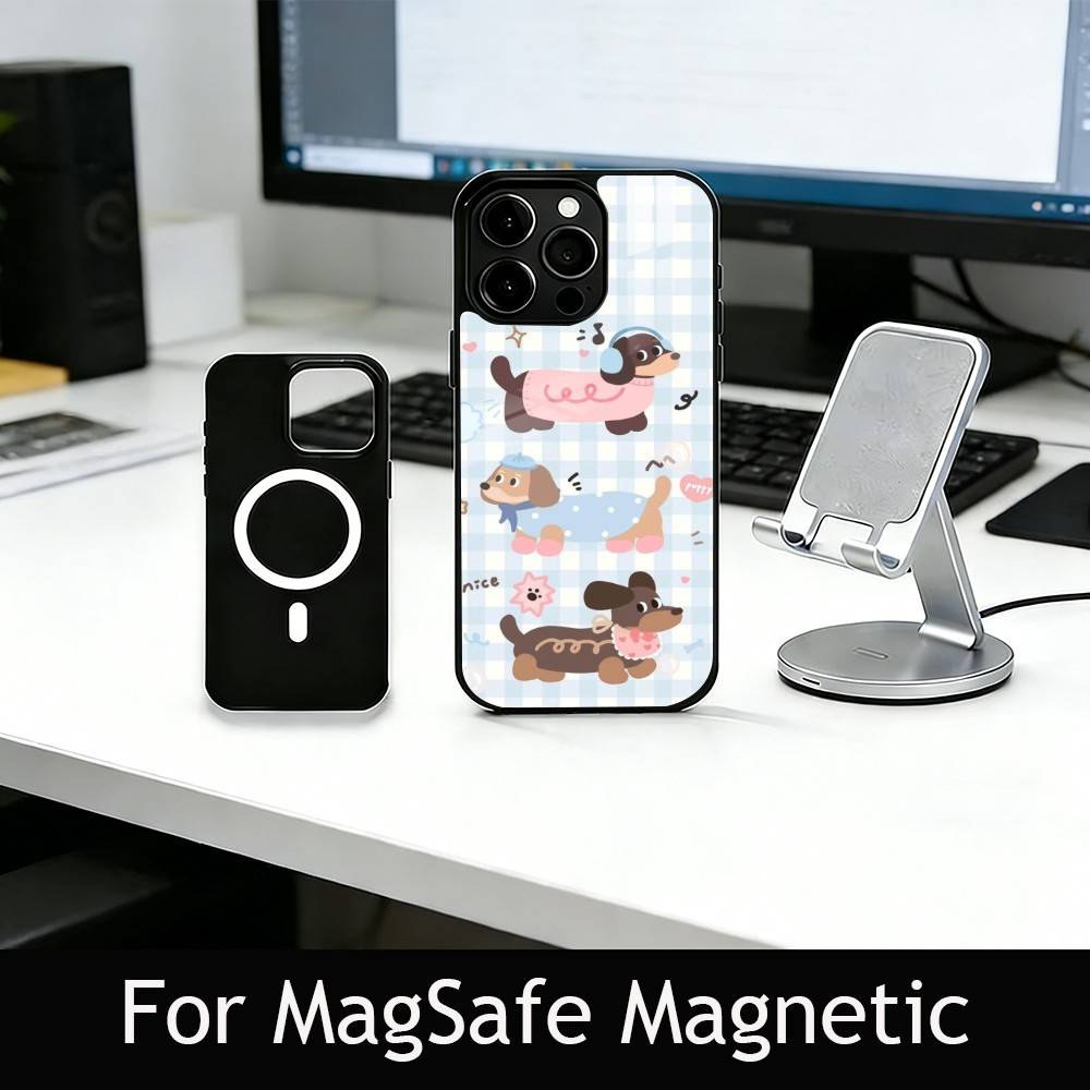 

Cute Dachshund Cartoon Phone Case For iPhone17,16,15,14,13,12,11 Plus,Pro Magnetic For Magsafe Wireless Charging iPhone11PRO