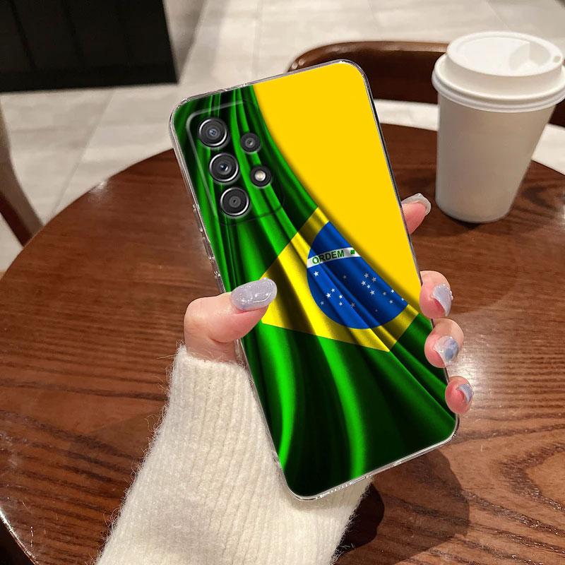 Brazil Flag Clear Soft Phone Case For Samsung Galaxy A56 A57 A37 A55 A54 A36 A35 A26 A25 A16 A17 A07 A52 A34 A73 A53 A21s Cover