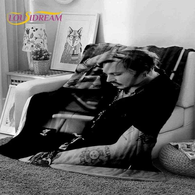 Manta Suave de Franela HD con Impresión 3D de Johnny Depp para Camas Dormitorio Sofá Picnic, Manta Ligera para Cubrir Aire Libre Ocio Regalo