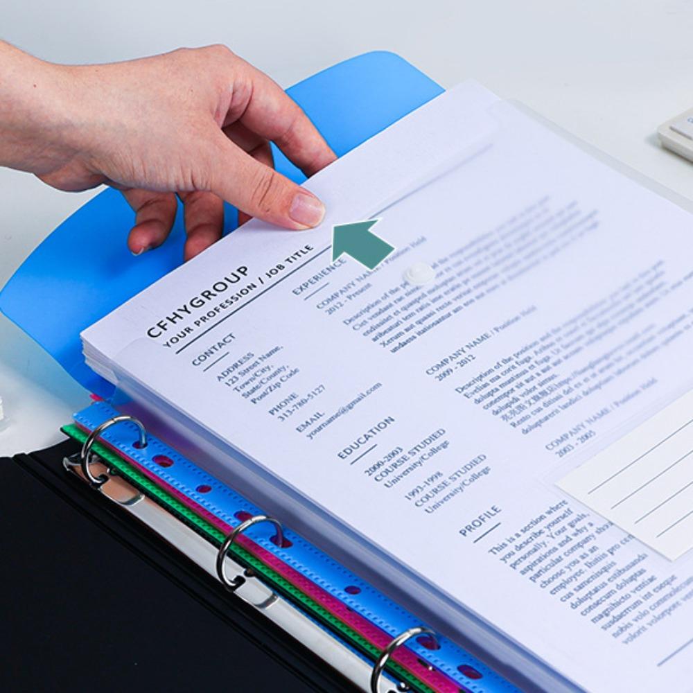 6 Pcs PP Binder Folders A4 Punched Pockets New Binder Pocket  Office Organizer